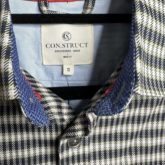NWT Construct Men's Button Down Plaid Shirt Engineered Goods Blue Green Size S - Picture 3 of 6